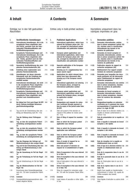 Bulletin 2011/46 - European Patent Office