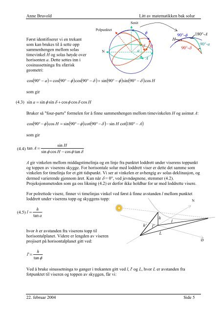 Litt av matematikken bak solur - Nordnorsk vitensenter