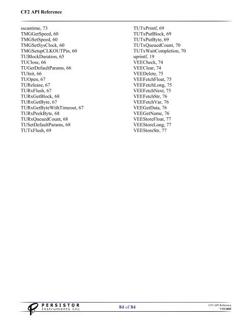 CF2 API Reference (PDF) - Persistor Instruments Inc