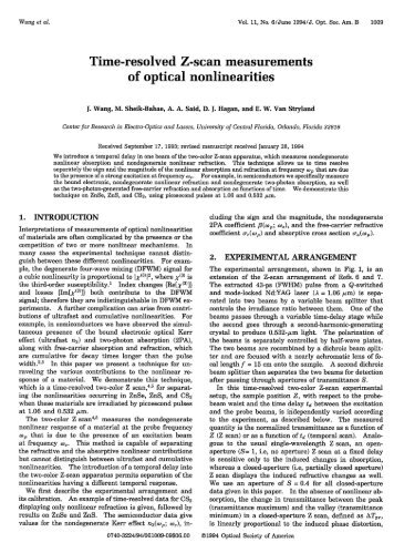 Time-resolved Z-scan measurements of optical nonlinearities