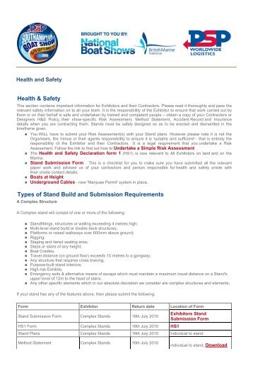 Health & Safety Types of Stand Build and Submission Requirements