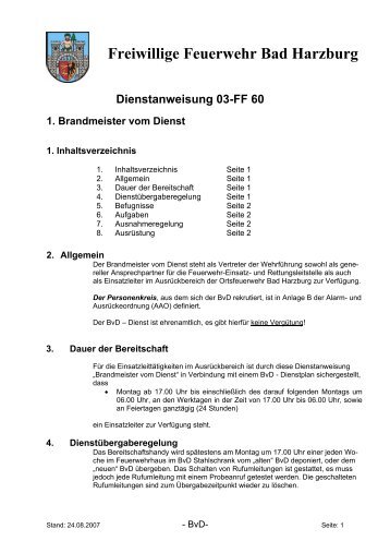 Dienstanweisung 03-FF 60 1. Brandmeister vom Dienst - Freiwillige ...