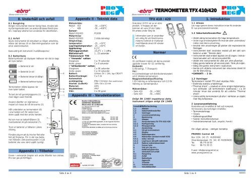 TERMOMETER TFX 410/420 - PROREG Control AB