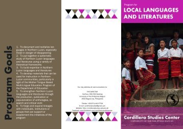 Local Languages and Literature - Cordillera Studies Center - UP ...
