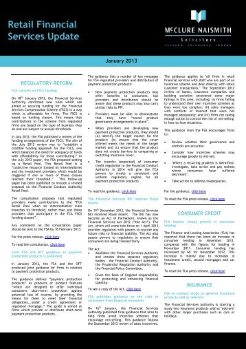 RFS Newsletter January 2013 - McClure Naismith