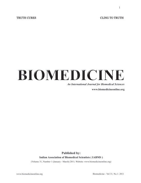 An International Journal for Biomedical Sciences - Biomedicine
