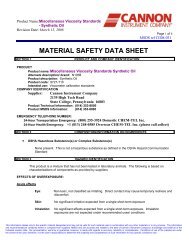 MATERIAL SAFETY DATA SHEET - Cannon Instrument Company