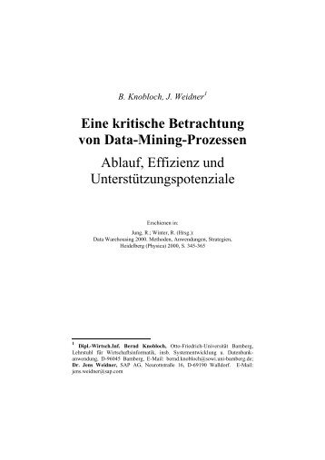 Eine kritische Betrachtung von Data-Mining-Prozessen ... - CEUS