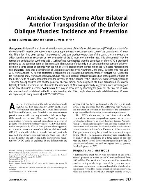 Mims et al, Anti elevation syndrome after anterior transposition of the ...