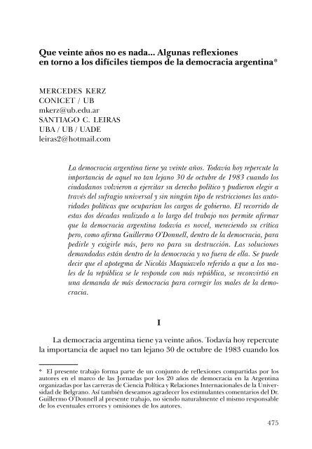 Que veinte aÃ±os no es nada...Algunas reflexiones en torno a los ...