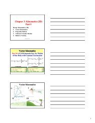 Chapter 3: Kinematics (2D) Part I