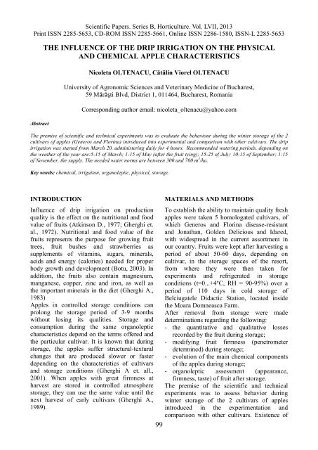 Scientific Papers Series B Horticulture