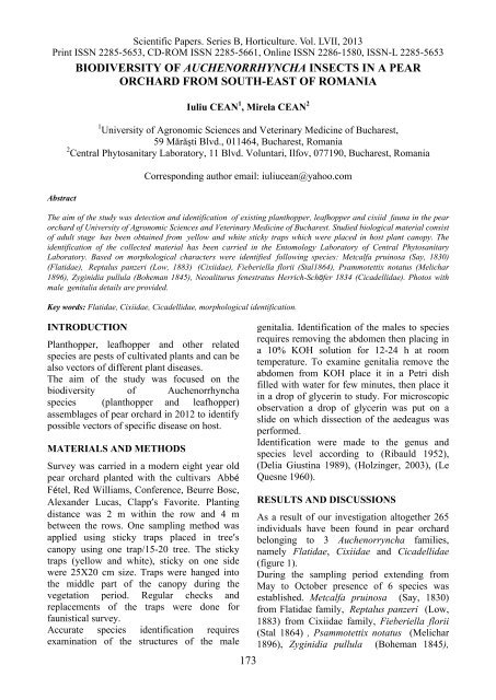 Scientific Papers Series B Horticulture