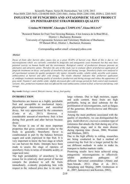 Scientific Papers Series B Horticulture