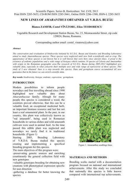 Scientific Papers Series B Horticulture