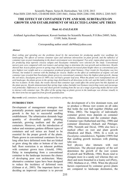 Scientific Papers Series B Horticulture