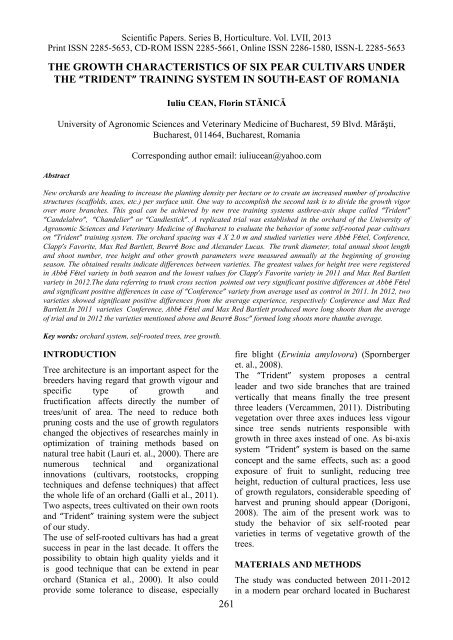 Scientific Papers Series B Horticulture