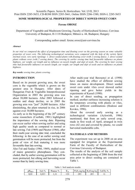 Scientific Papers Series B Horticulture