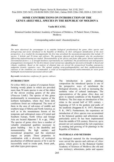 Scientific Papers Series B Horticulture