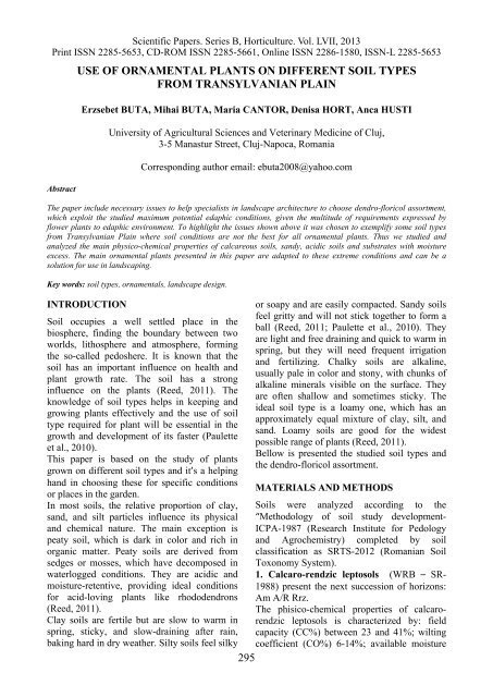 Scientific Papers Series B Horticulture