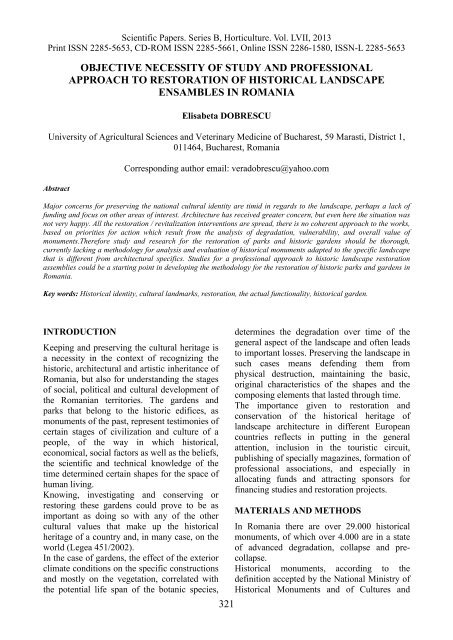 Scientific Papers Series B Horticulture