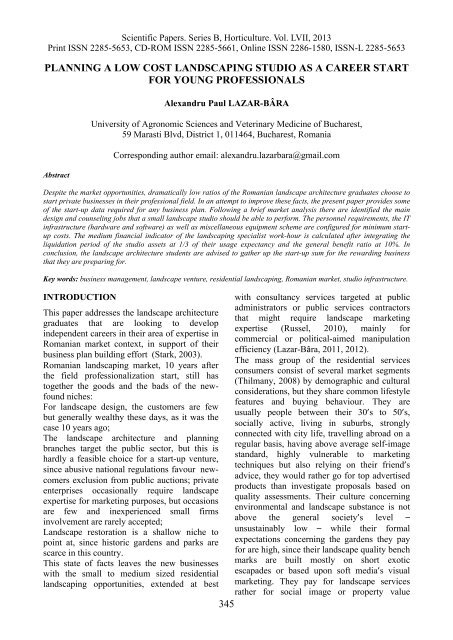 Scientific Papers Series B Horticulture