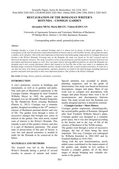 Scientific Papers Series B Horticulture