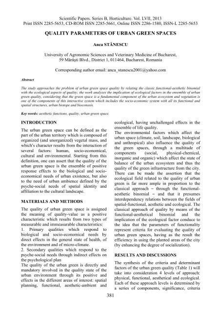 Scientific Papers Series B Horticulture