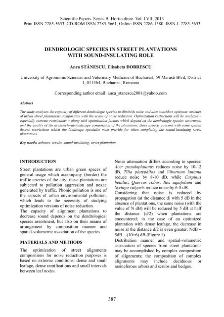 Scientific Papers Series B Horticulture