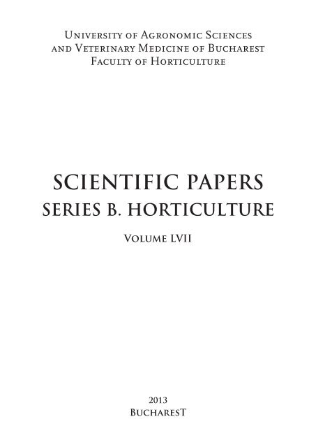 Scientific Papers Series B Horticulture