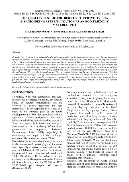 Scientific Papers Series B Horticulture