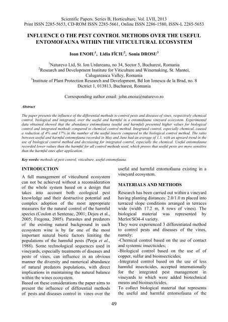 Scientific Papers Series B Horticulture