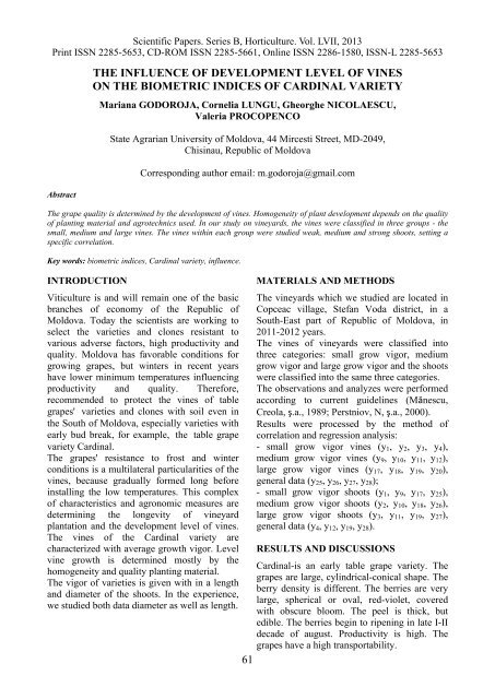 Scientific Papers Series B Horticulture