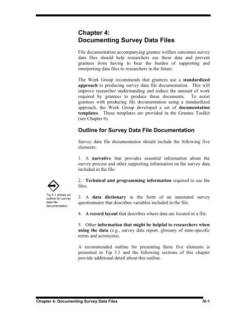 Chapter 4: Documenting Survey Data Files - ASPE