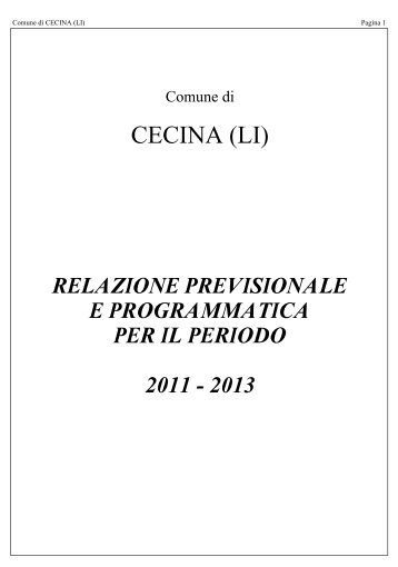 Relazione Previsionale e Programmatica - Comune di Cecina