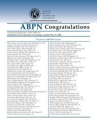 ABPN Congratulations - American Board of Psychiatry and Neurology