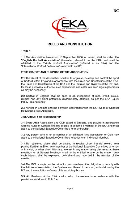 Rules And Constitution England Korfball - 