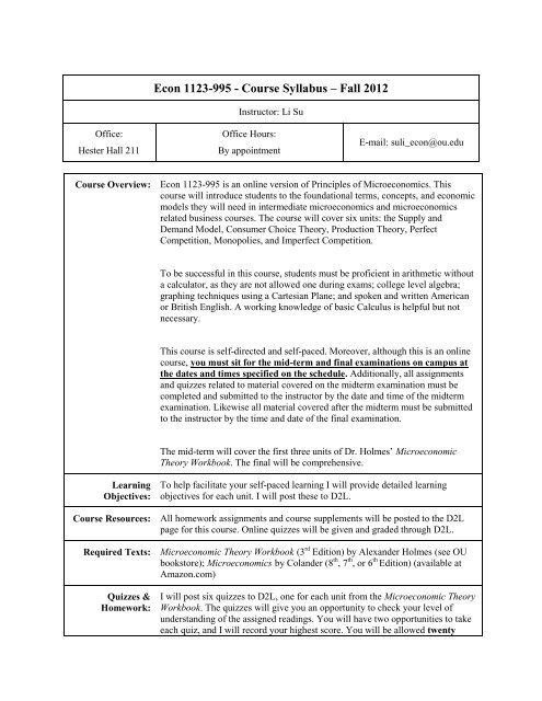 Econ 1123-995 - Course Syllabus - Students.ou.edu - University of ...