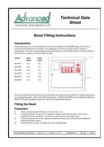 680-046-01 Bezel Fitting Instructions.pdf - Fire & Security Solutions Ltd