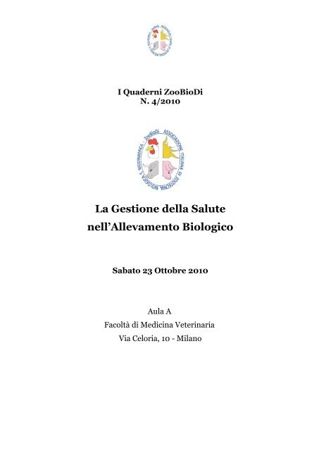 La Gestione della Salute nell'Allevamento Biologico - zoobiodi.it