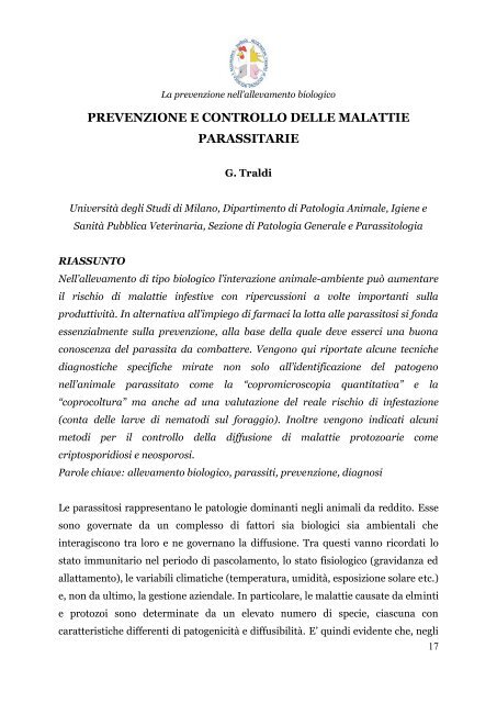 La Gestione della Salute nell'Allevamento Biologico - zoobiodi.it