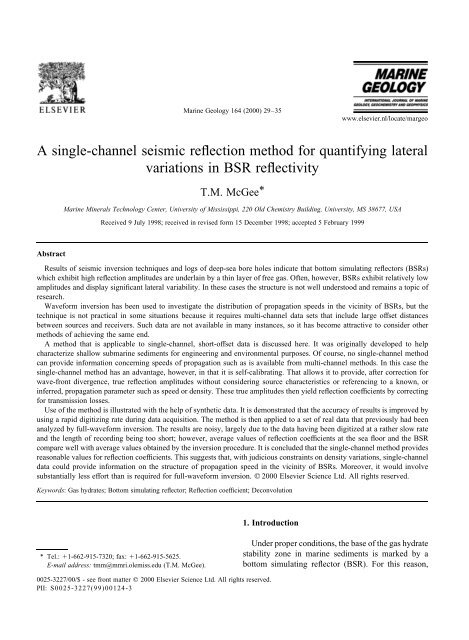 A single-channel seismic reflection method for quantifying lateral ...