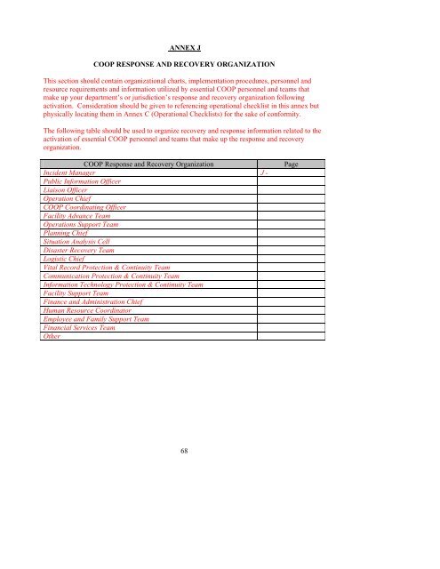 CONTINUITY OF OPERATIONS PLAN TEMPLATE - Sedgwick County