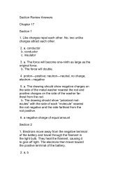 Section Review Answers Chapter 17 Section 1 1. Like charges repel ...