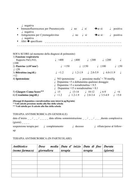 Scheda raccolta dati - sigot