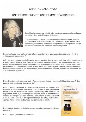 CHANTAL CALATAYUD UNE FEMME PROJET, UNE FEMME ...