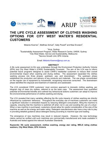 the life cycle assessment of clothes washing options - ALCAS ...