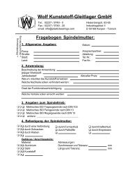 Fragebogen Spindelmutter - Wolf Kunststoff-Gleitlager GmbH