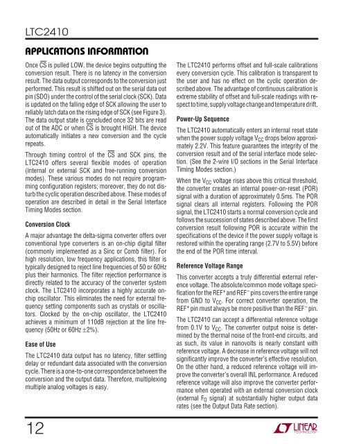 LTC2410 24-Bit No Latency âÎ£TM ADC with Differential Input and ...