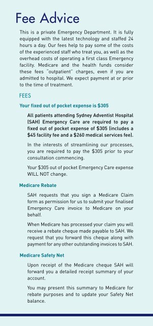 Fee Advice Brochure - Sydney Adventist Hospital